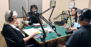 Mary Lou Makepeace and two guests in the Studio 809 downtown studio
