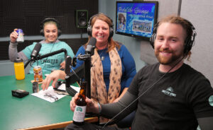 Gina Harvey, Torrie Giffin and Gabe Kane in the studio