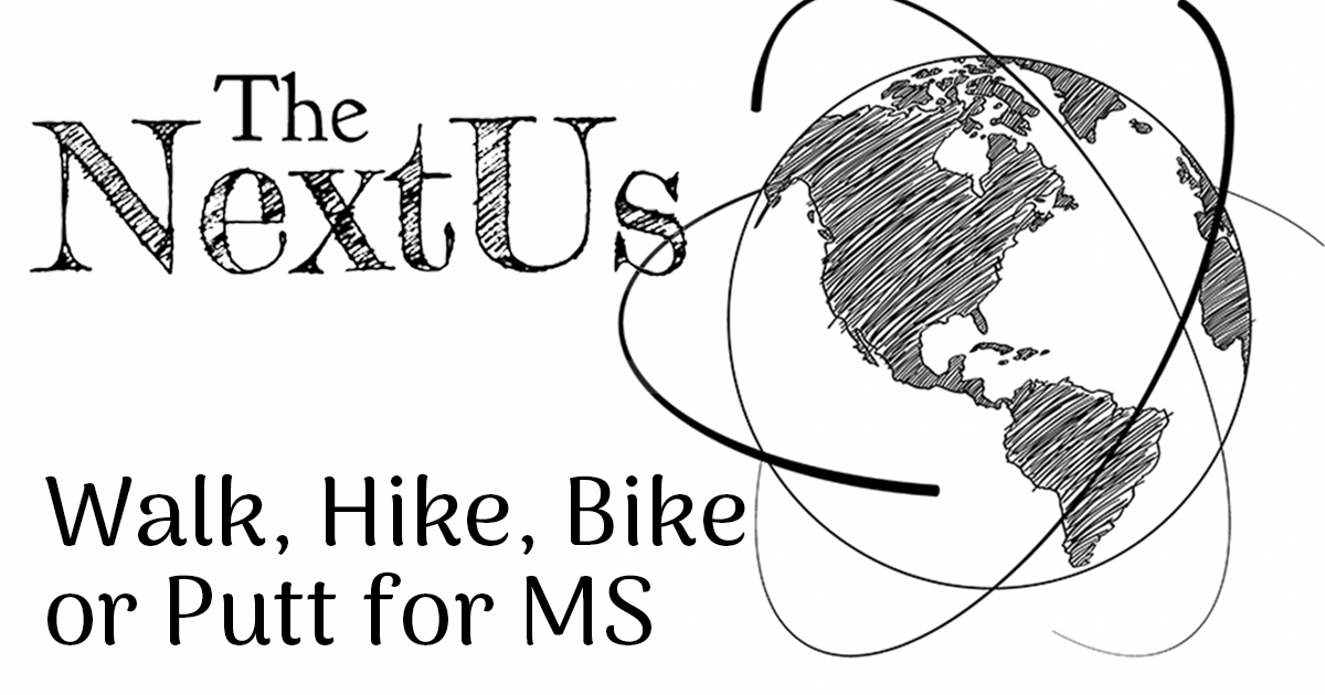 Walk, hike, bike or putt for MS, with The Next Us logo