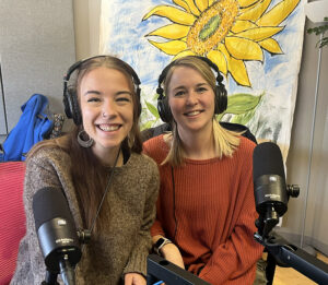 Melissa and Chelsea in the podcast studio