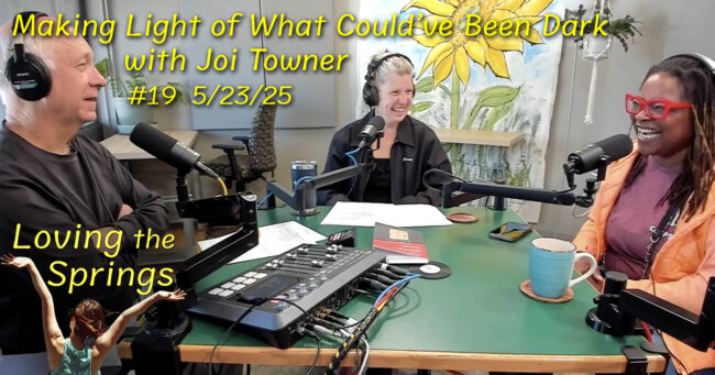 Dave Gardner, Carrie Simison and Joi Towner in the podcast studio