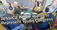 Dave Gardner, Carrie Simison, Jessica Killin and Al Brody in the podcast studio