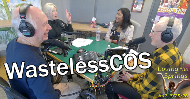 Dave Gardner, Carrie Simison, Kurian and Al Brody in podcast studio