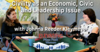 Brenda Morrison and Johnna Reeder Kleymeyer in the podcast studio