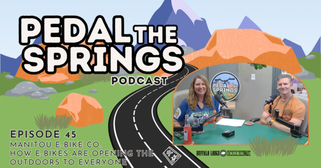 YouTube Thumbnails – EP 45 MANITOU E BIKE Torie Giffin and Greg Cobble in the podcast studio