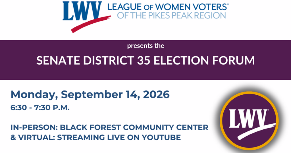 All candidates running for this office were invited to participate. Confirmed participants include Richard Graf and Travis Nelson. This forum was held September 14, 2026 at the Black Forest Community Center in Colorado Springs.