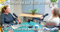 Brenda Morrrison and Nancy Henjum in the podcast studio
